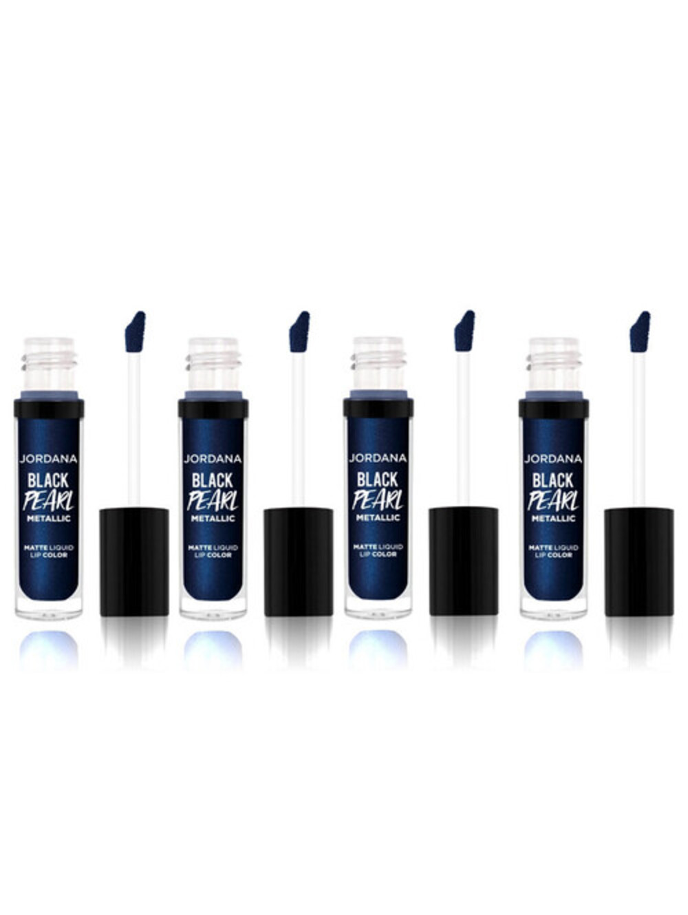 4-Pack NEW Jordana Black Pearl Metallic Liquid Lip Gloss in 06 Midnight Magic
